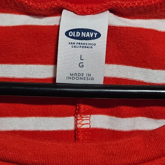 Old Navy Red White Striped T Shirt Dress Womens Size L Short Sleeve Fitted Mini - Picture 3 of 5
